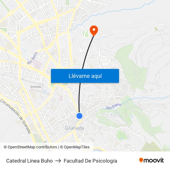 Catedral Línea Buho to Facultad De Psicología map