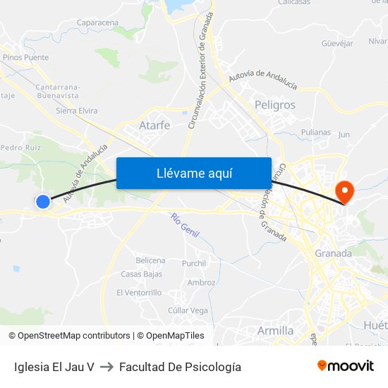 Iglesia El Jau V to Facultad De Psicología map