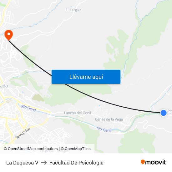 La Duquesa V to Facultad De Psicología map