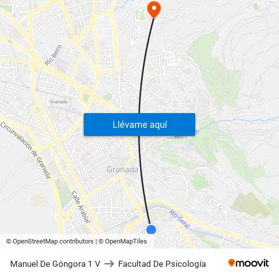 Manuel De Góngora 1 V to Facultad De Psicología map