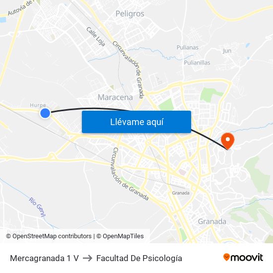 Mercagranada 1 V to Facultad De Psicología map