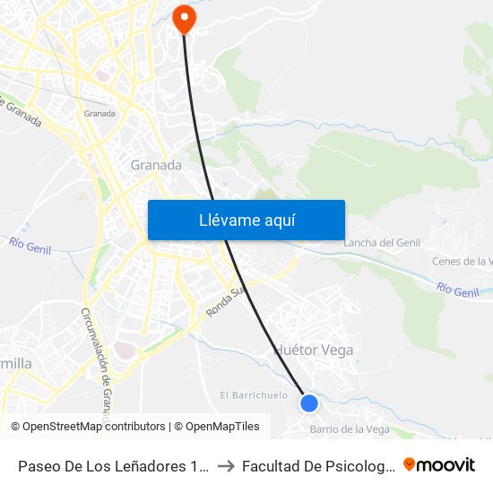 Paseo De Los Leñadores 1 V to Facultad De Psicología map