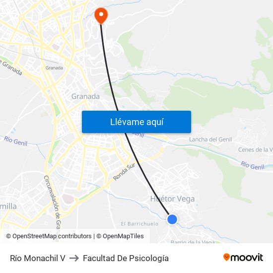 Río Monachil V to Facultad De Psicología map