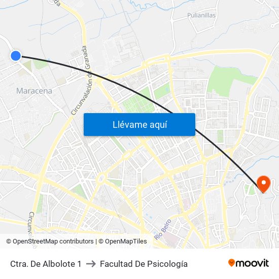 Ctra. De Albolote 1 to Facultad De Psicología map