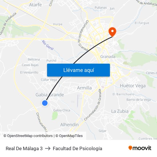 Real De Málaga 3 to Facultad De Psicología map