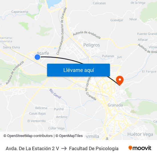Avda. De La Estación 2 V to Facultad De Psicología map