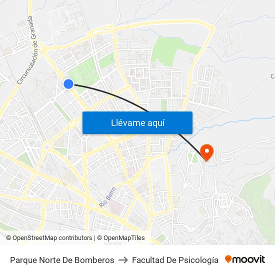 Parque Norte De Bomberos to Facultad De Psicología map