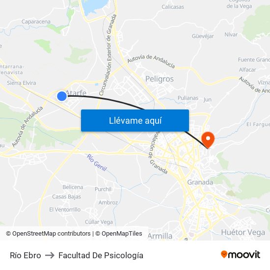 Río Ebro to Facultad De Psicología map