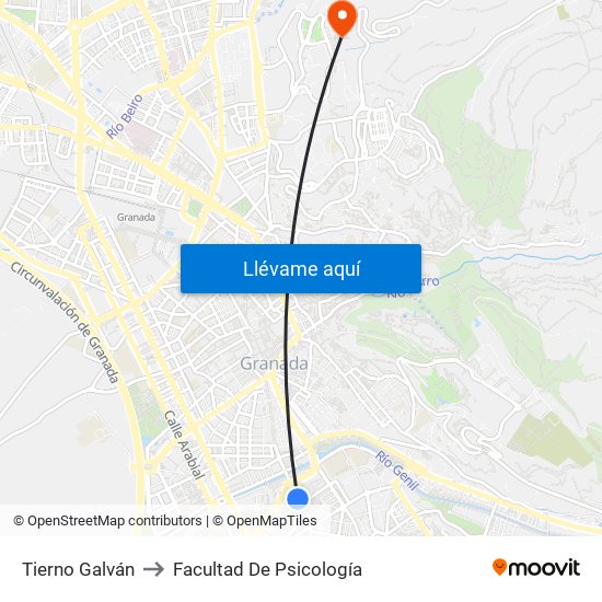 Tierno Galván to Facultad De Psicología map