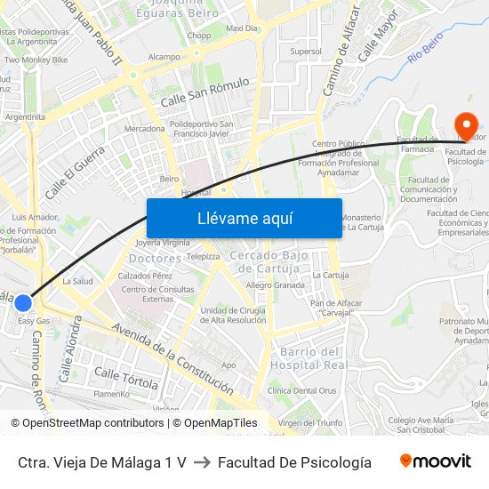Ctra. Vieja De Málaga 1 V to Facultad De Psicología map