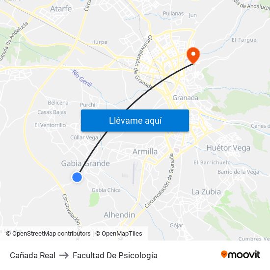 Cañada Real to Facultad De Psicología map