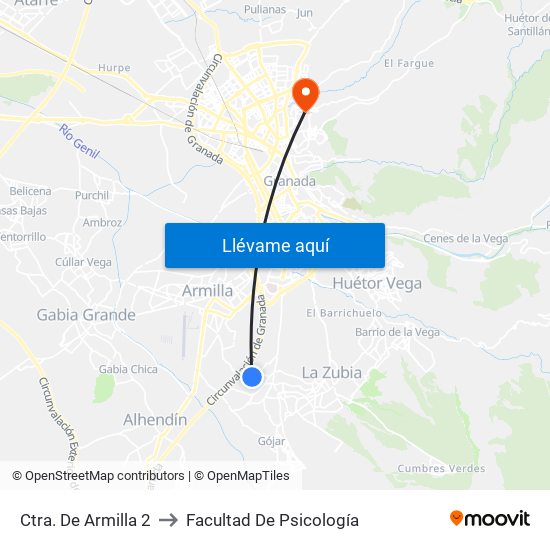 Ctra. De Armilla 2 to Facultad De Psicología map