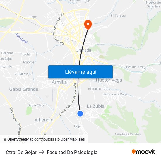 Ctra. De Gójar to Facultad De Psicología map