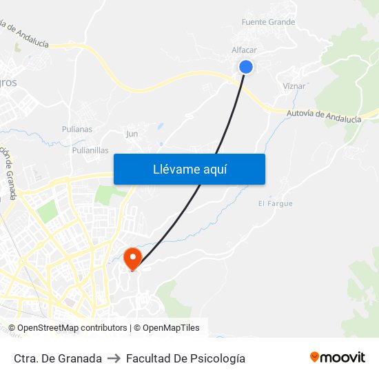 Ctra. De Granada to Facultad De Psicología map