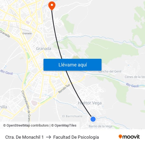 Ctra. De Monachil 1 to Facultad De Psicología map