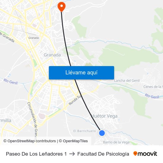 Paseo De Los Leñadores 1 to Facultad De Psicología map