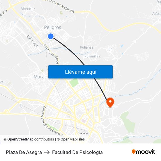 Plaza De Asegra to Facultad De Psicología map