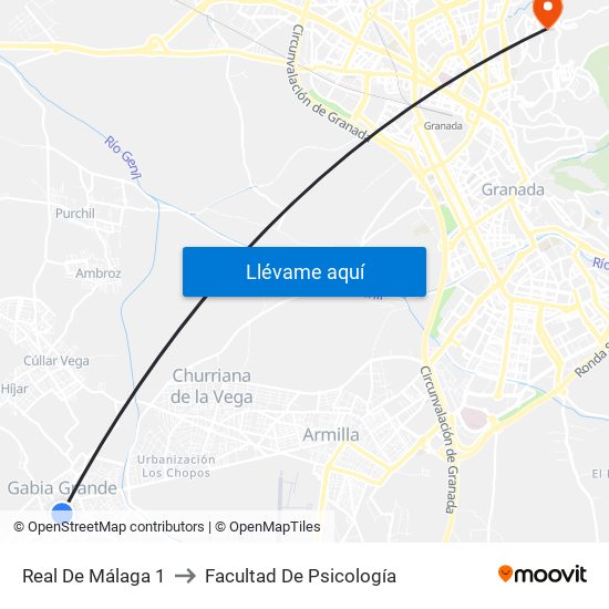 Real De Málaga 1 to Facultad De Psicología map