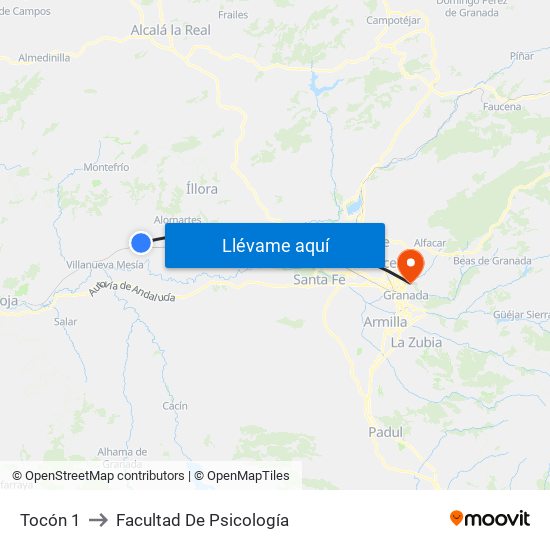 Tocón 1 to Facultad De Psicología map