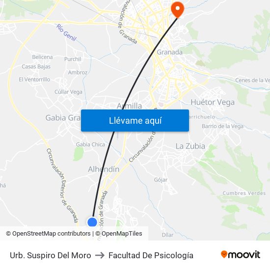 Urb. Suspiro Del Moro to Facultad De Psicología map