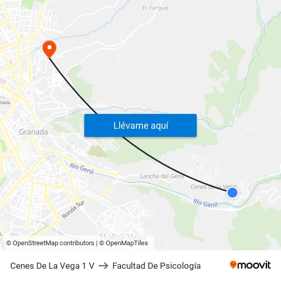 Cenes De La Vega 1 V to Facultad De Psicología map