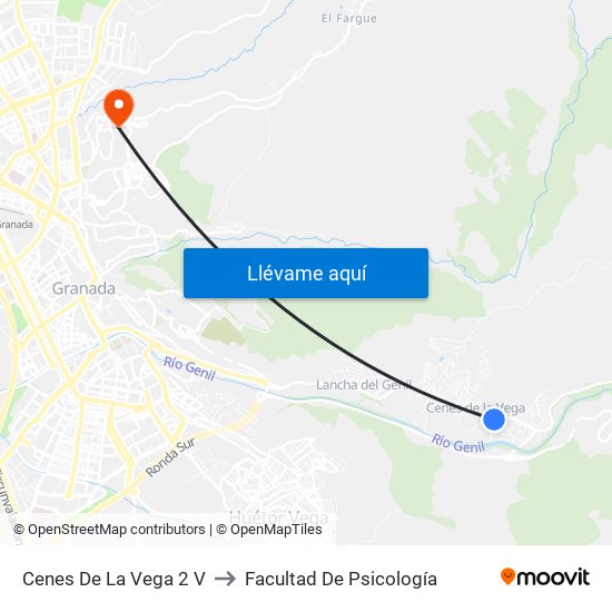 Cenes De La Vega 2 V to Facultad De Psicología map