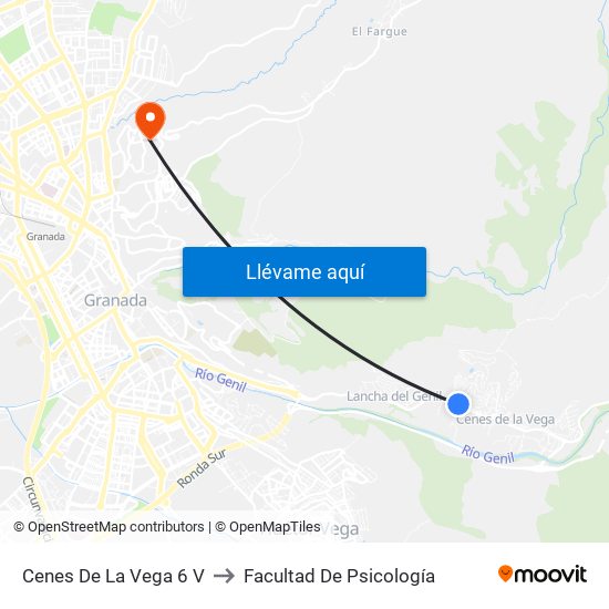 Cenes De La Vega 6 V to Facultad De Psicología map