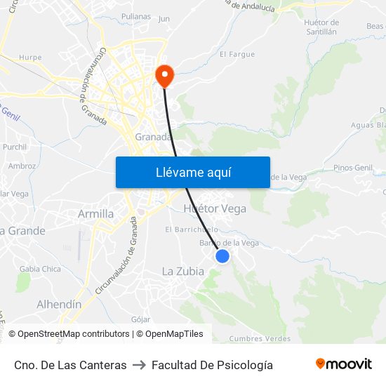 Cno. De Las Canteras to Facultad De Psicología map