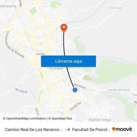 Camino Real De Los Neveros - Fte 4 to Facultad De Psicología map