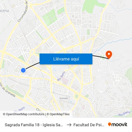 Sagrada Familia 18 - Iglesia Santa Micaela to Facultad De Psicología map