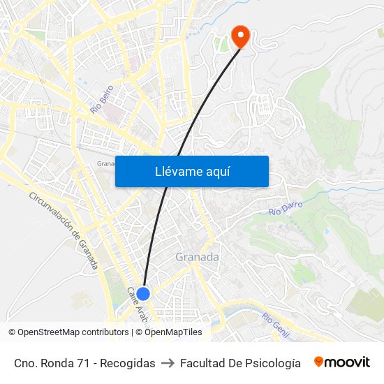 Cno. Ronda 71 - Recogidas to Facultad De Psicología map