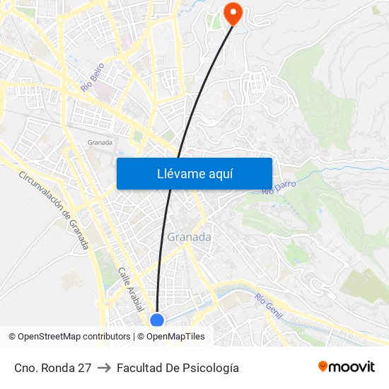 Cno. Ronda 27 to Facultad De Psicología map