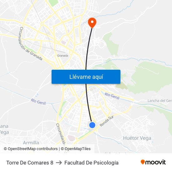 Torre De Comares 8 to Facultad De Psicología map