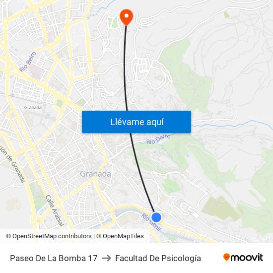 Paseo De La Bomba 17 to Facultad De Psicología map