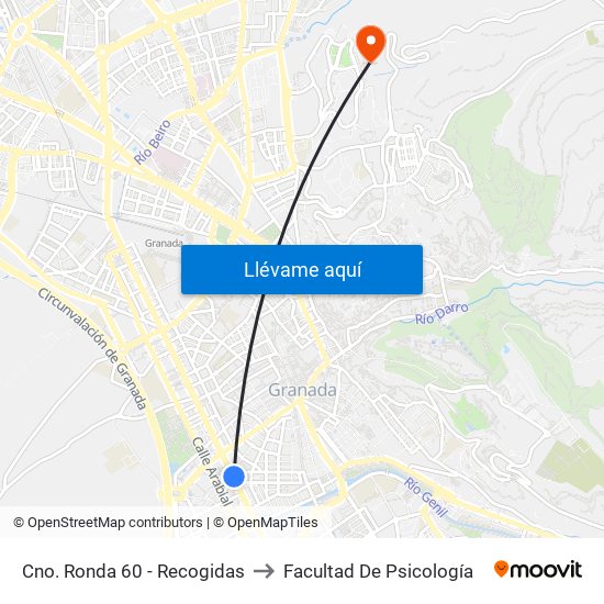 Cno. Ronda 60 - Recogidas to Facultad De Psicología map