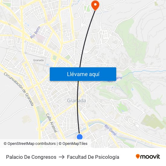 Palacio De Congresos to Facultad De Psicología map