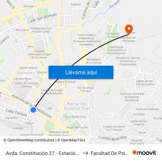 Avda. Constitución 27 - Estación Ferrocarril to Facultad De Psicología map