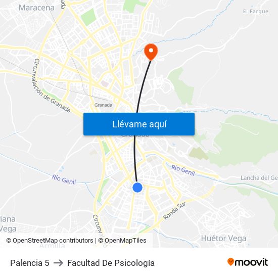 Palencia 5 to Facultad De Psicología map