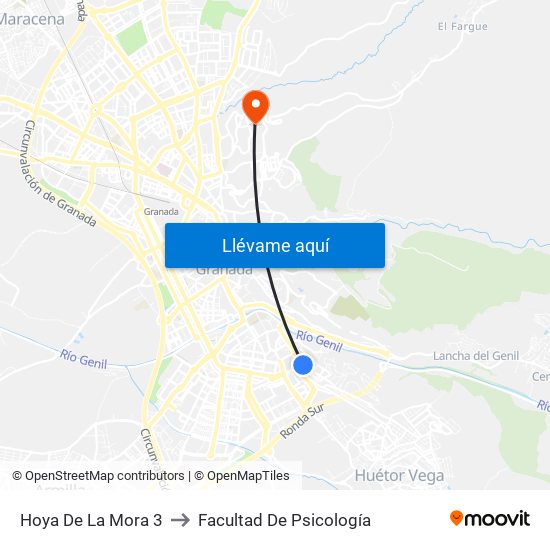 Hoya De La Mora 3 to Facultad De Psicología map