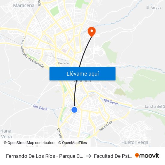 Fernando De Los Ríos - Parque Cruz De Lagos to Facultad De Psicología map
