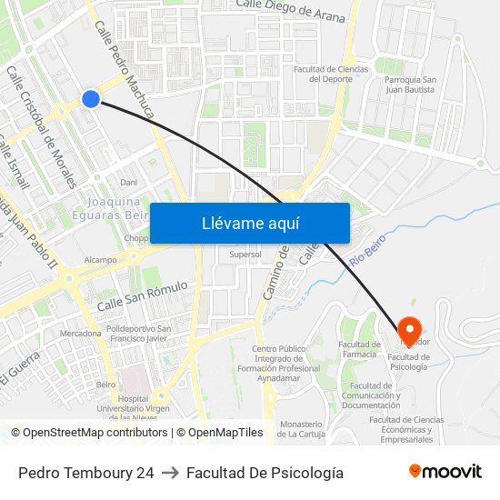 Pedro Temboury 24 to Facultad De Psicología map