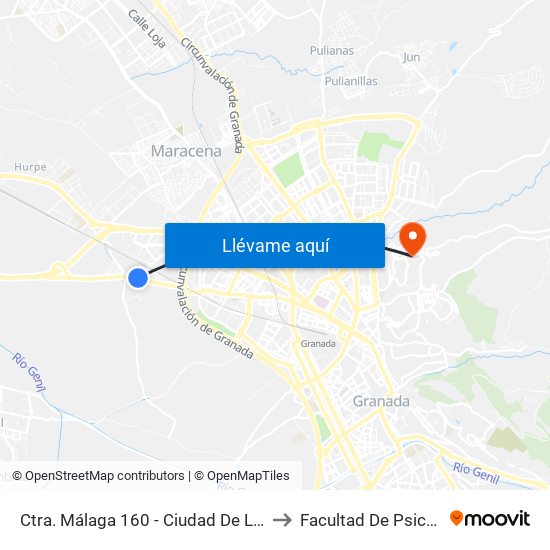 Ctra. Málaga 160 - Ciudad De Los Niños to Facultad De Psicología map