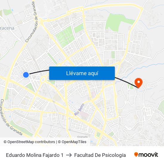 Eduardo Molina Fajardo 1 to Facultad De Psicología map