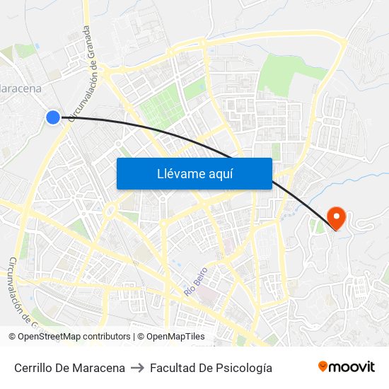 Cerrillo De Maracena to Facultad De Psicología map