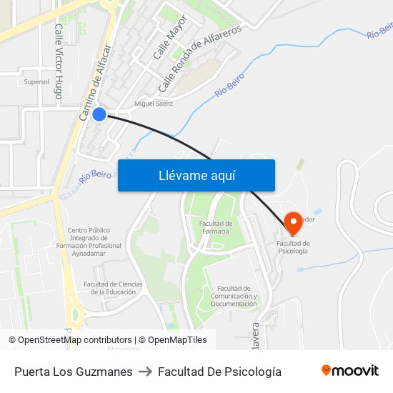 Puerta Los Guzmanes to Facultad De Psicología map