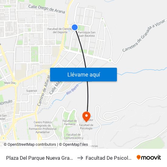 Plaza Del Parque Nueva Granada to Facultad De Psicología map