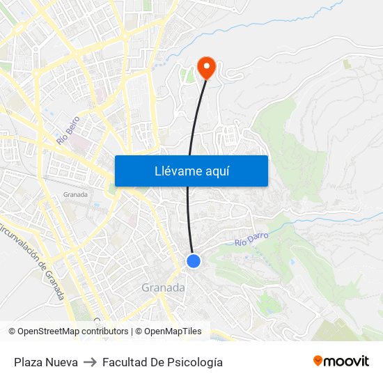 Plaza Nueva to Facultad De Psicología map