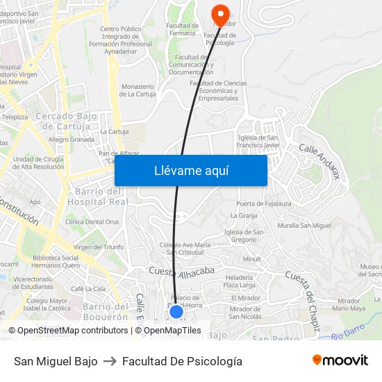 San Miguel Bajo to Facultad De Psicología map