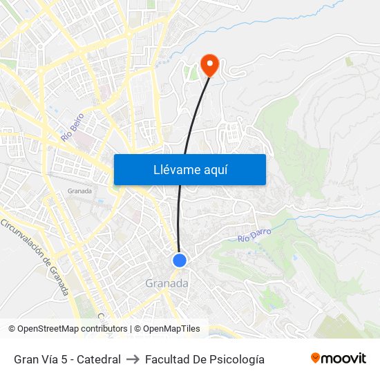 Gran Vía 5 - Catedral to Facultad De Psicología map