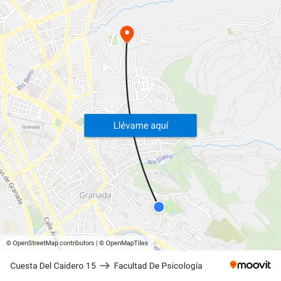 Cuesta Del Caidero 15 to Facultad De Psicología map